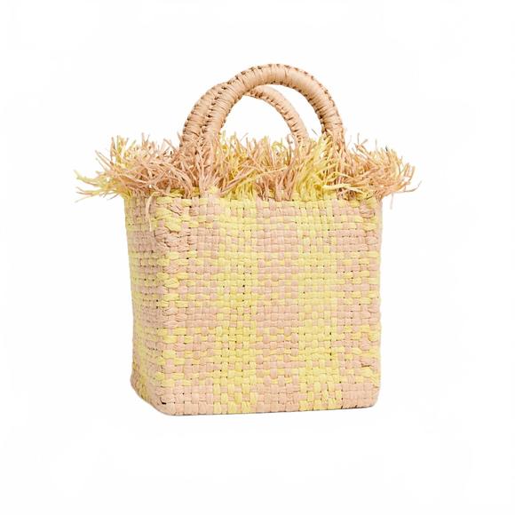 NEW PAMELA MUNSON women's checkmate mini tote bag in butter stripe - Picture 1 of 5